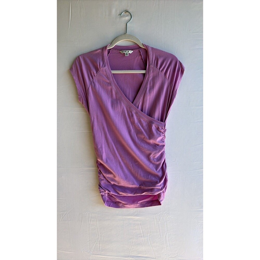 Cabi Women's Lavender Surplice V-Neck Ruched Knit Top